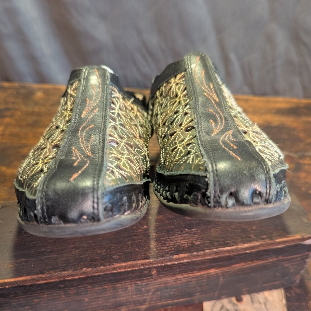 Pikolinos "Romana" Slingback Leather Floral cut-out Sandals Black/Green sz EU 40 - Picture 16 of 16
